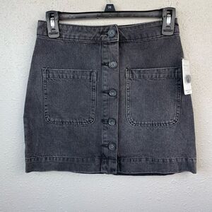 NWT We The Free Rocky Mountain Black Denim Skirt Size 24 Regular